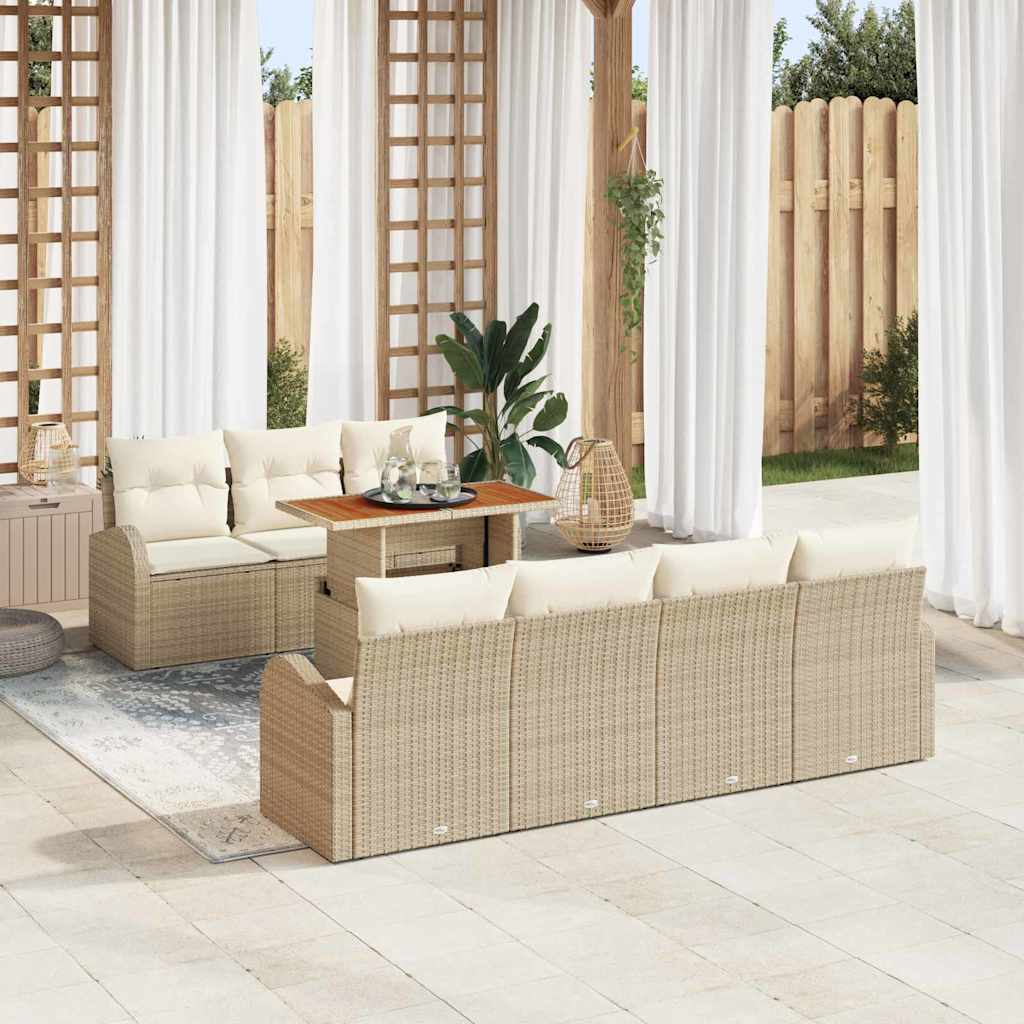 Garten-Sofa-Set mit Speicher 8 pcs Schwarz Poly Rattan