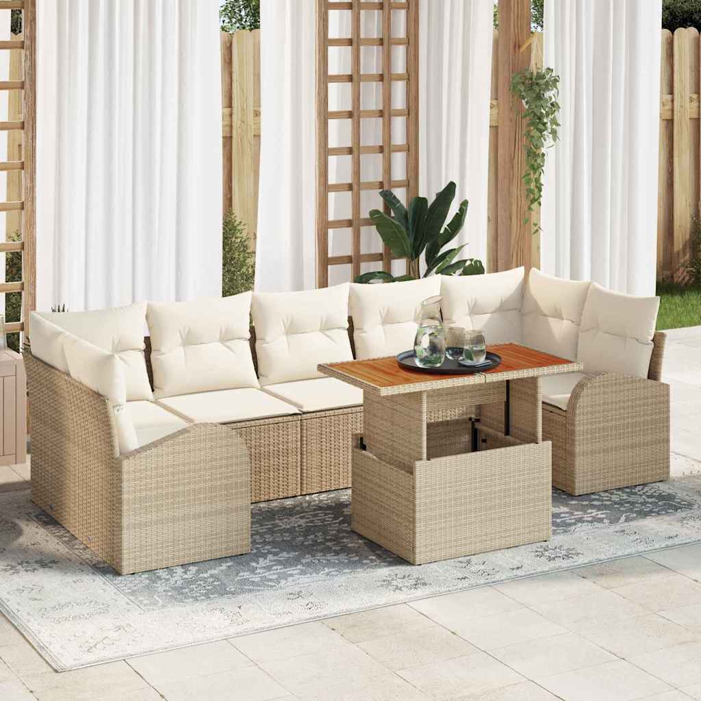 Garten-Sofa-Set mit Speicher 8 pcs Schwarz Poly Rattan