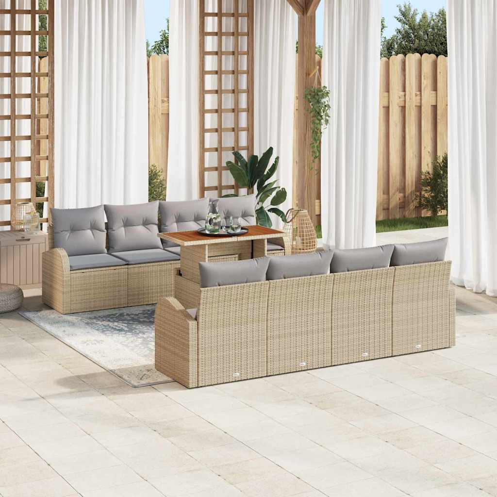 Garten-Sofa-Set mit Speicher 9 pcs Schwarz Poly Rattan