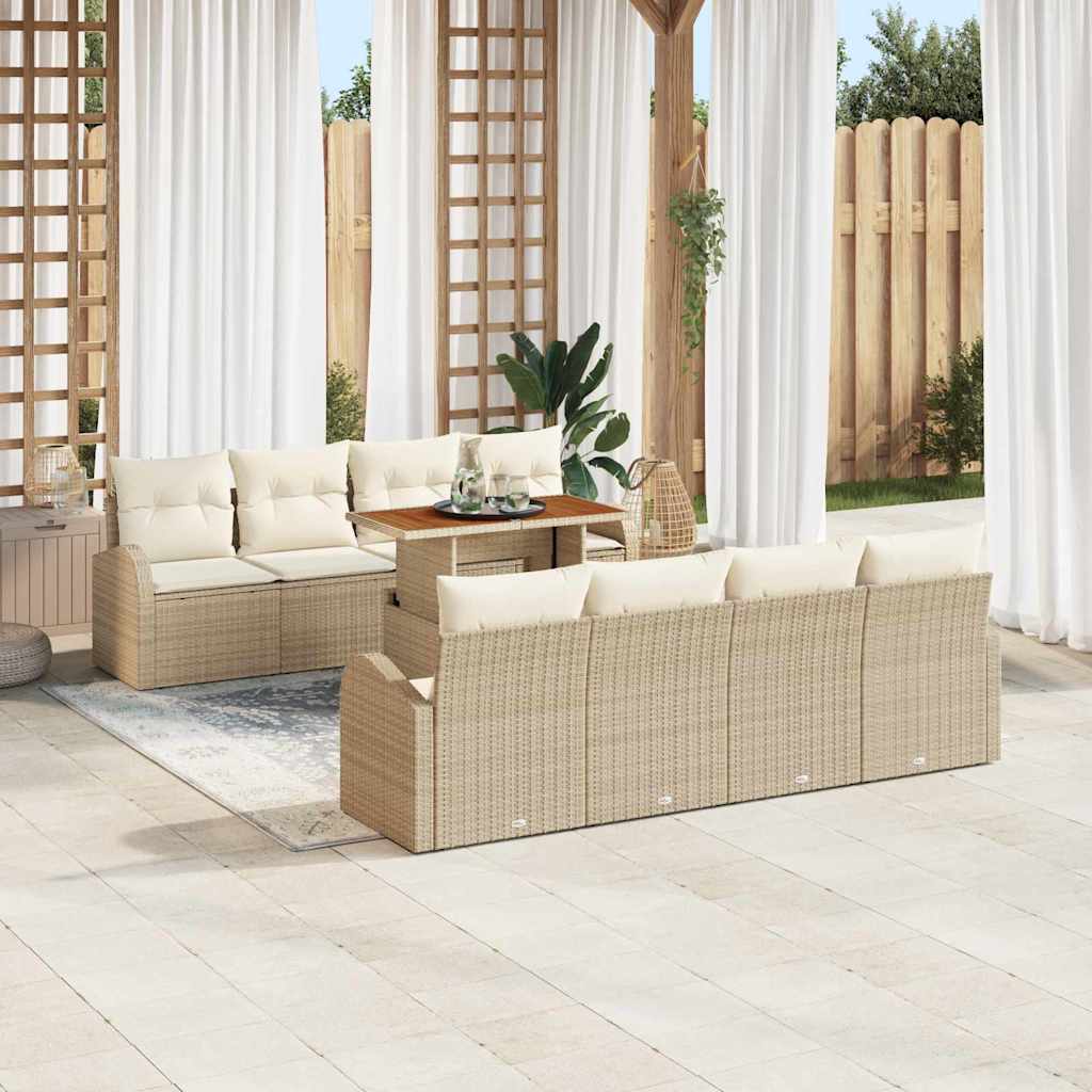 Garten-Sofa-Set mit Speicher 9 pcs Schwarz Poly Rattan