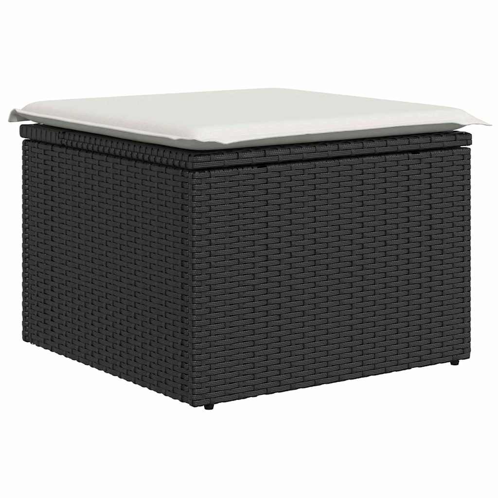 Garten-Sofa-Set mit Speicher 8 pcs Schwarz Poly Rattan