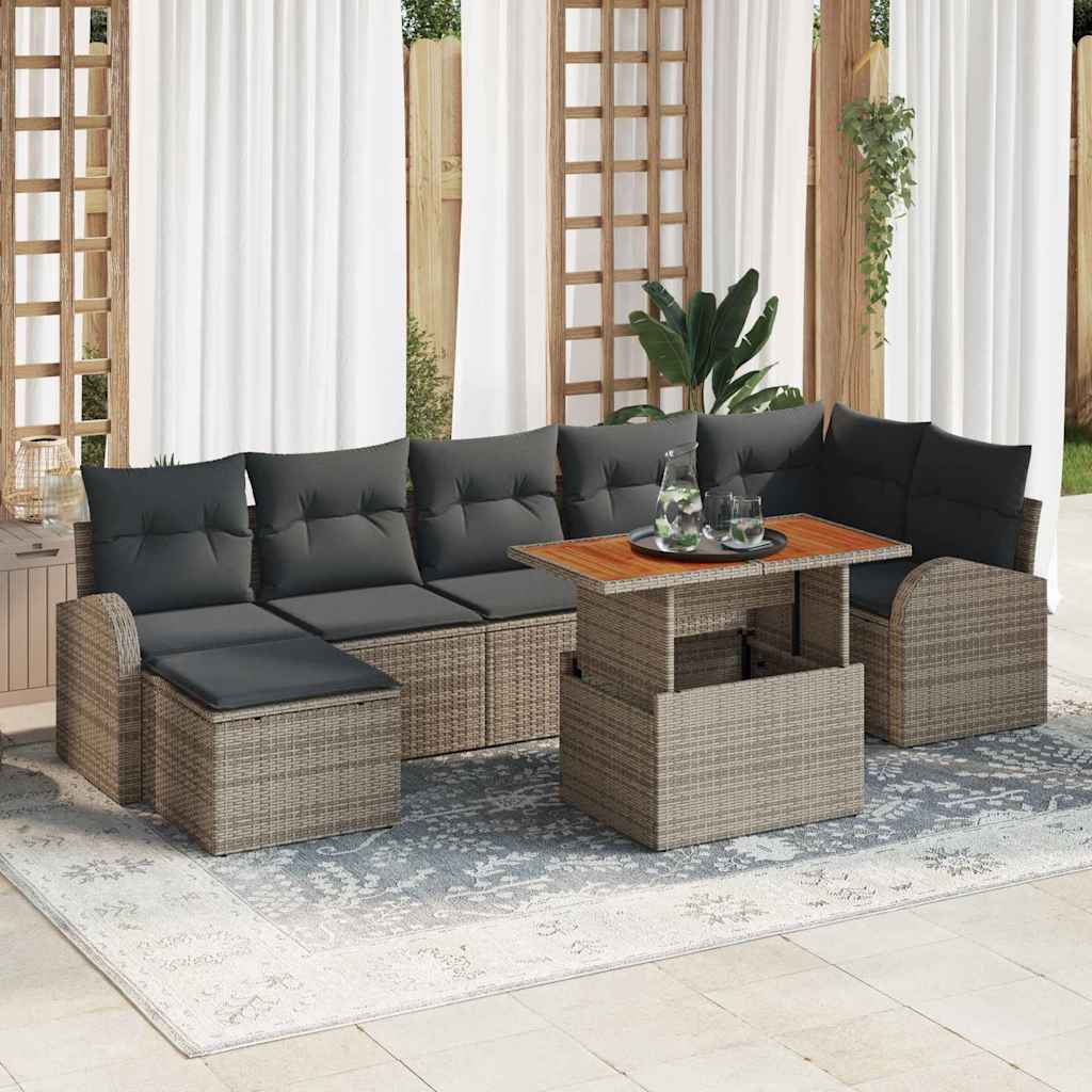 Garten-Sofa-Set mit Speicher 8 pcs Schwarz Poly Rattan