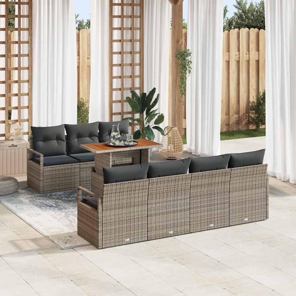 Garten-Sofa-Set mit Speicher 8 pcs Schwarz Poly Rattan
