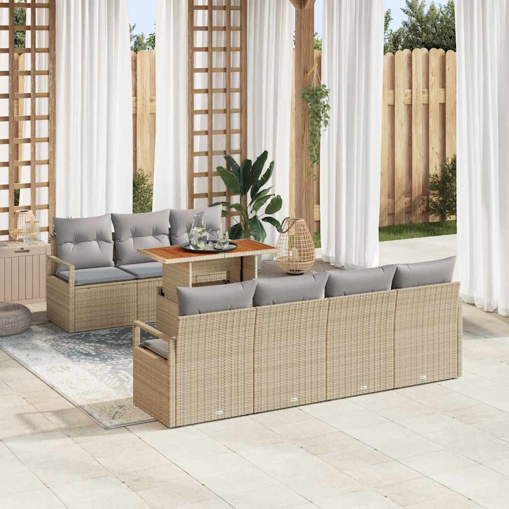 Garten-Sofa-Set mit Speicher 8 pcs Schwarz Poly Rattan
