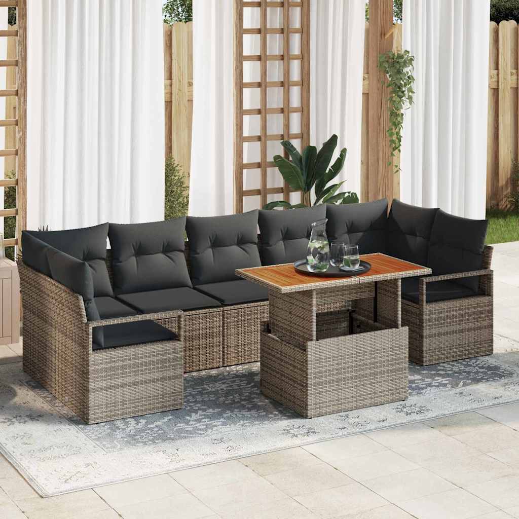 Garten-Sofa-Set mit Speicher 8 pcs Schwarz Poly Rattan