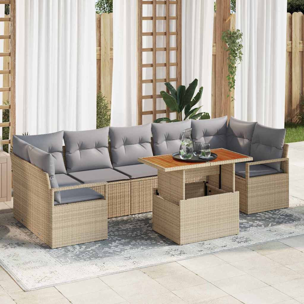 Garten-Sofa-Set mit Speicher 8 pcs Schwarz Poly Rattan