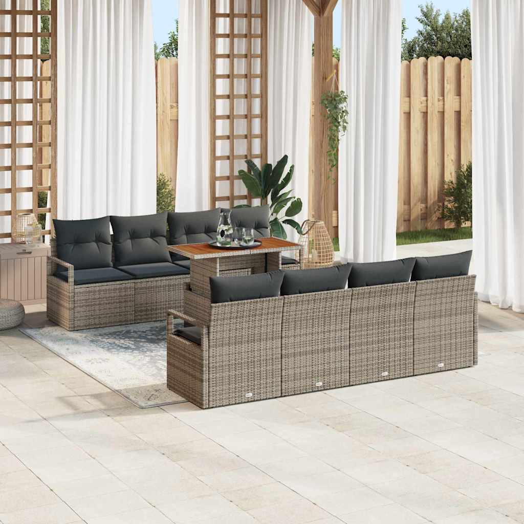 Garten-Sofa-Set mit Speicher 9 pcs Schwarz Poly Rattan