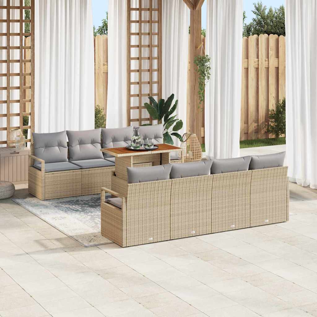 Garten-Sofa-Set mit Speicher 9 pcs Schwarz Poly Rattan