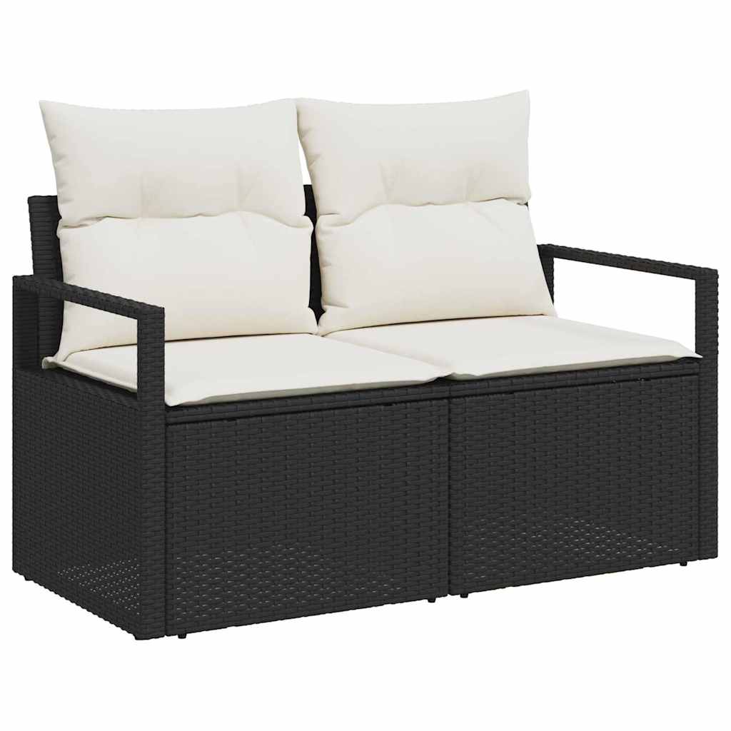 Garten-Sofa-Set mit Speicher 6 pcs Schwarz Poly Rattan