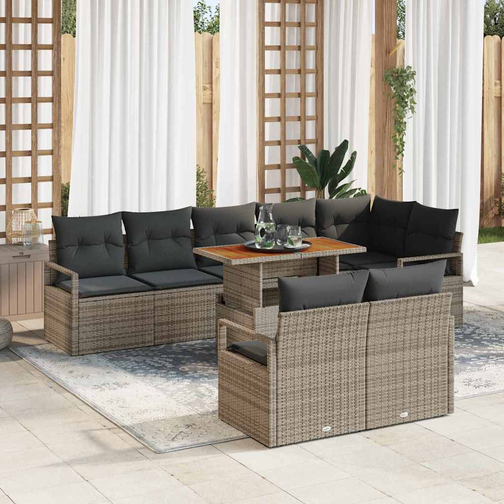 Garten-Sofa-Set mit Speicher 9 pcs Schwarz Poly Rattan