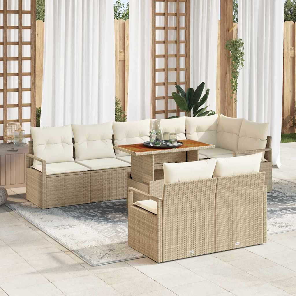 Garten-Sofa-Set mit Speicher 9 pcs Schwarz Poly Rattan