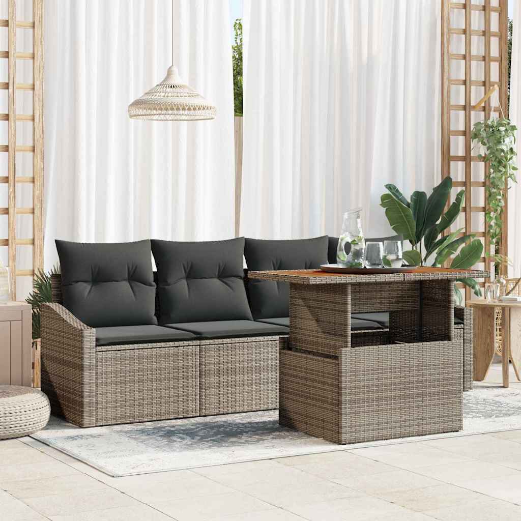 Garten-Sofa-Set mit Speicher 5 pcs Schwarz Poly Rattan