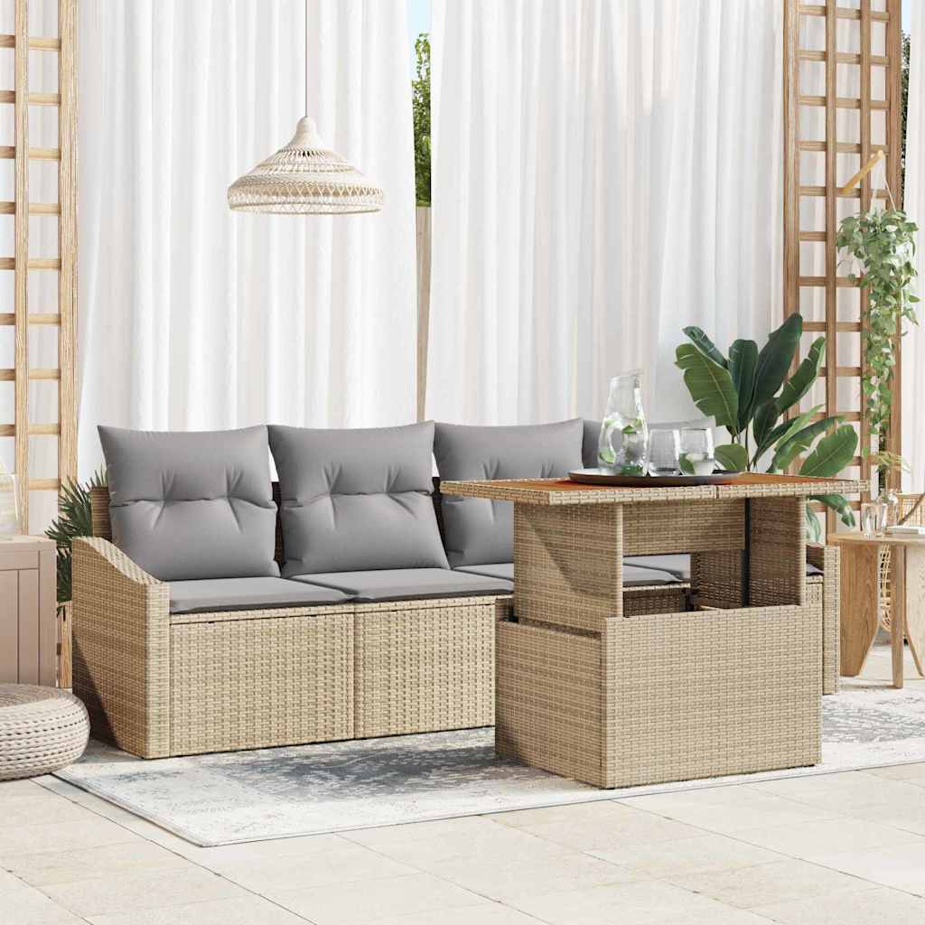 Garten-Sofa-Set mit Speicher 5 pcs Schwarz Poly Rattan
