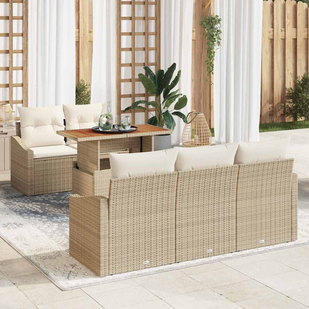 Garten-Sofa-Set mit Speicher 6 pcs Schwarz Poly Rattan