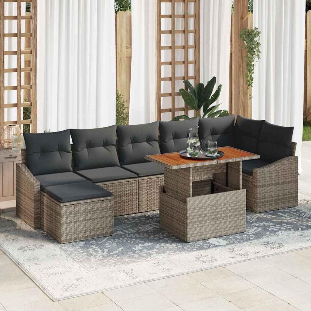 Garten-Sofa-Set mit Speicher 8 pcs Schwarz Poly Rattan
