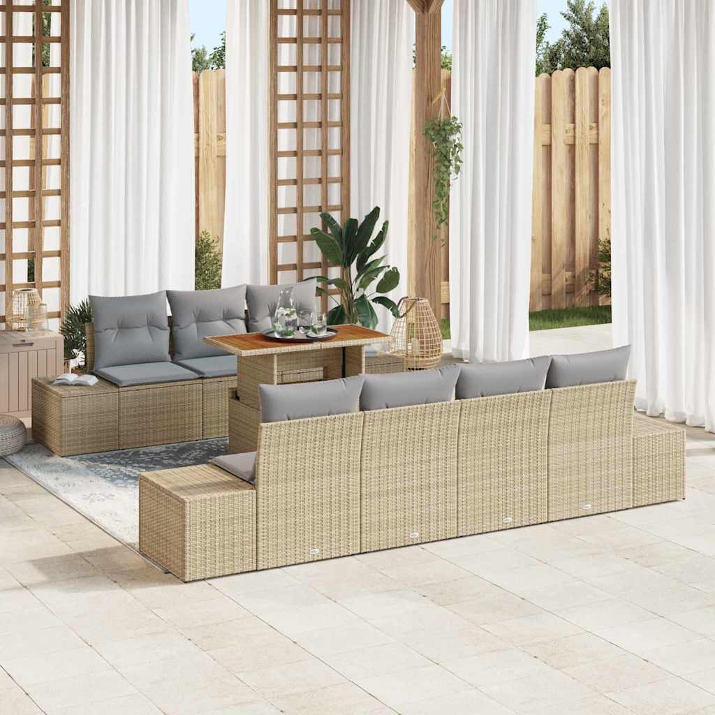 Garten-Sofa-Set mit Speicher 8 pcs Schwarz Poly Rattan