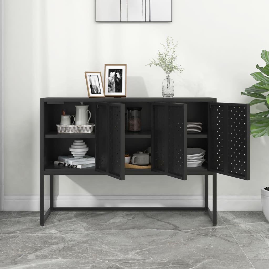 vidaXL Sideboard Schwarz 105x35x75 cm Stahl