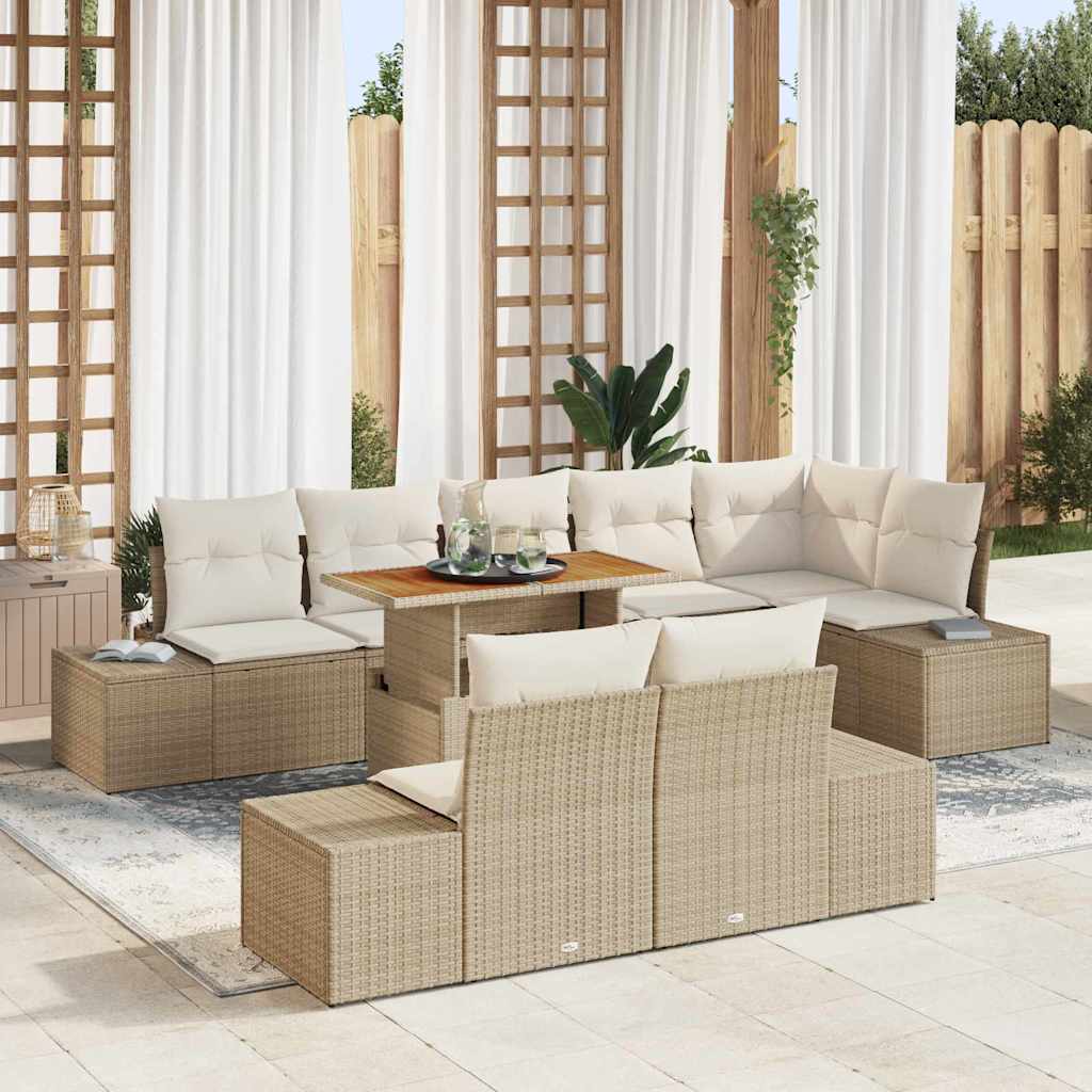 Garten-Sofa-Set mit Speicher 9 pcs Schwarz Poly Rattan