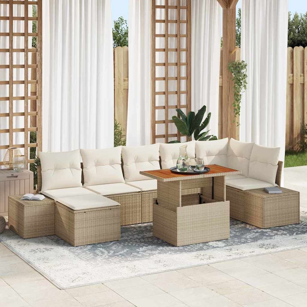 Garten-Sofa-Set mit Speicher 8 pcs Schwarz Poly Rattan
