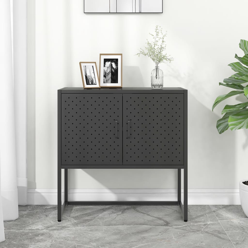 vidaXL Sideboard Schwarz 105x35x75 cm Stahl
