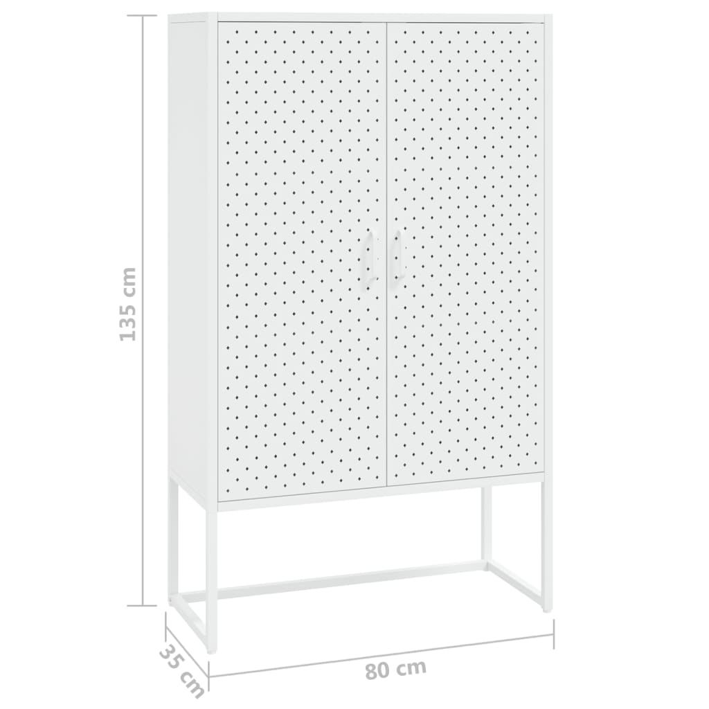 vidaXL Highboard Weiß 80x35x135 cm Stahl