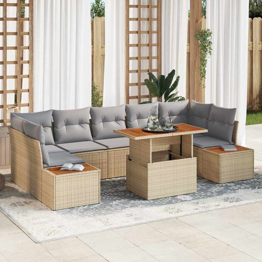Garten-Sofa-Set mit Speicher 8 pcs Schwarz Poly Rattan