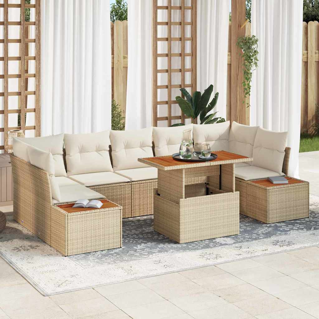 Garten-Sofa-Set mit Speicher 8 pcs Schwarz Poly Rattan