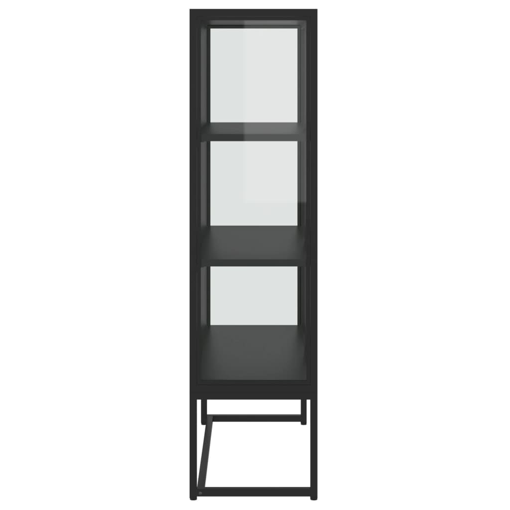 vidaXL Highboard Schwarz 80x35x135 cm Stahl und Gehärtetes Glas