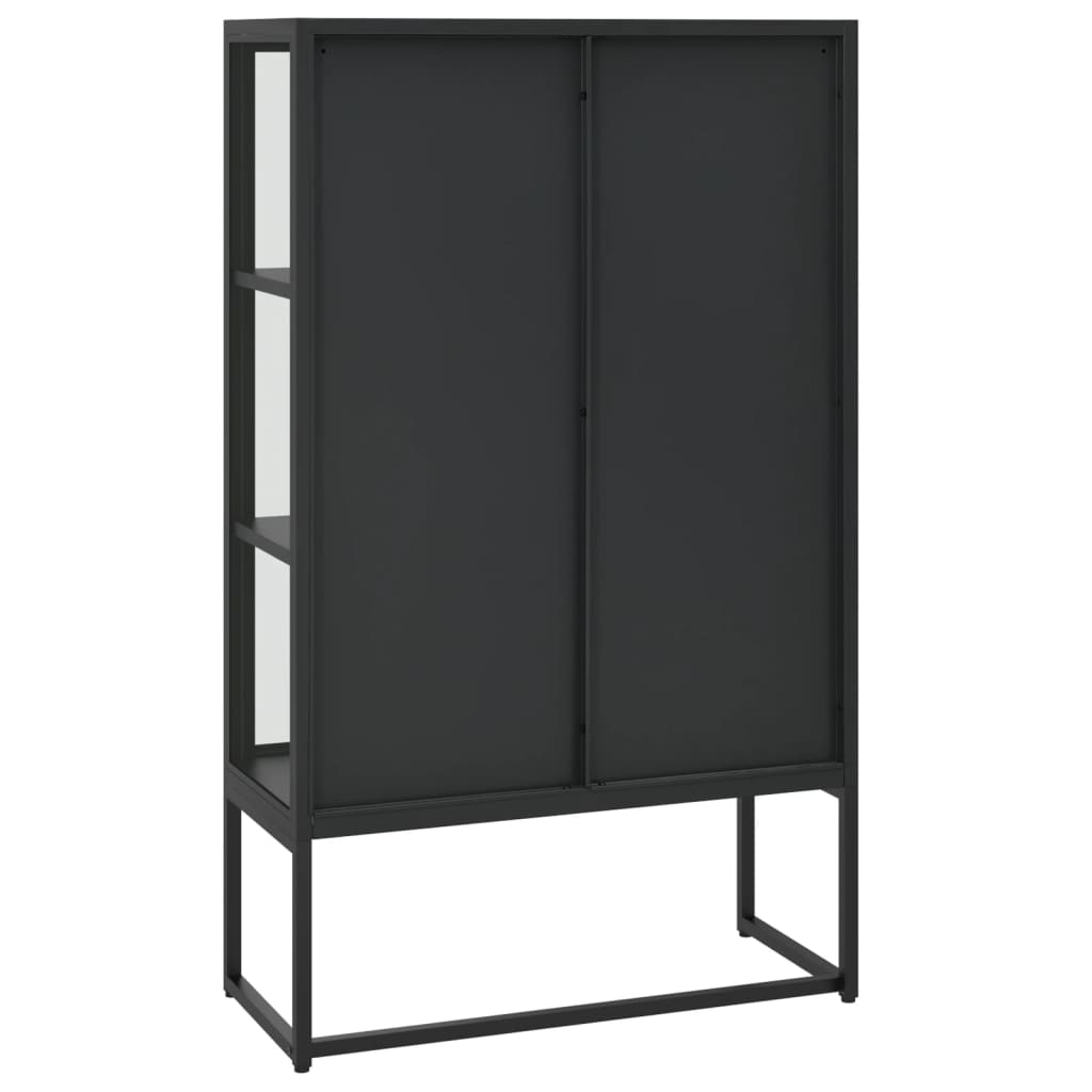 vidaXL Highboard Schwarz 80x35x135 cm Stahl und Gehärtetes Glas