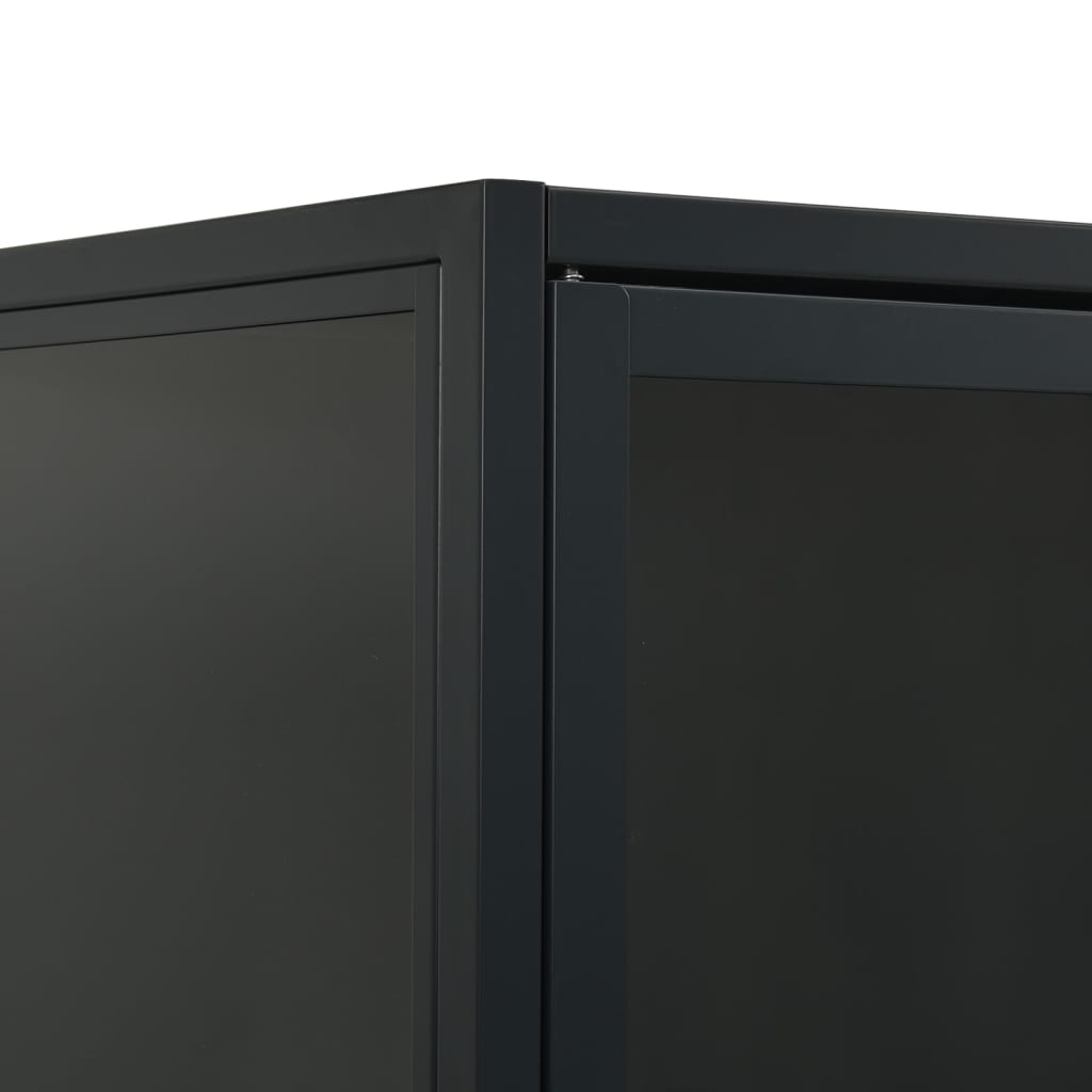 vidaXL Highboard Schwarz 80x35x135 cm Stahl und Gehärtetes Glas