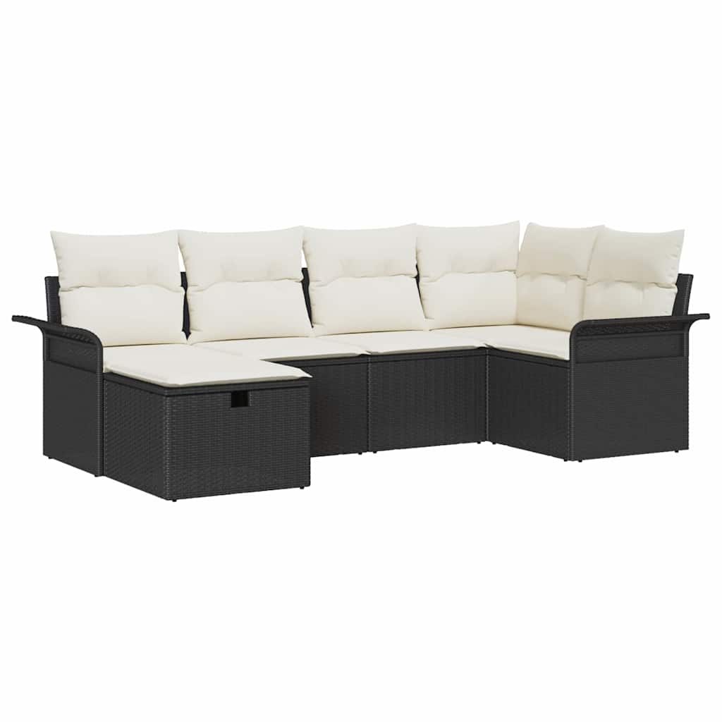 vidaXL Gartensofa-set mit Kissen 6 pcs Schwarz und Creme Poly-Rattan