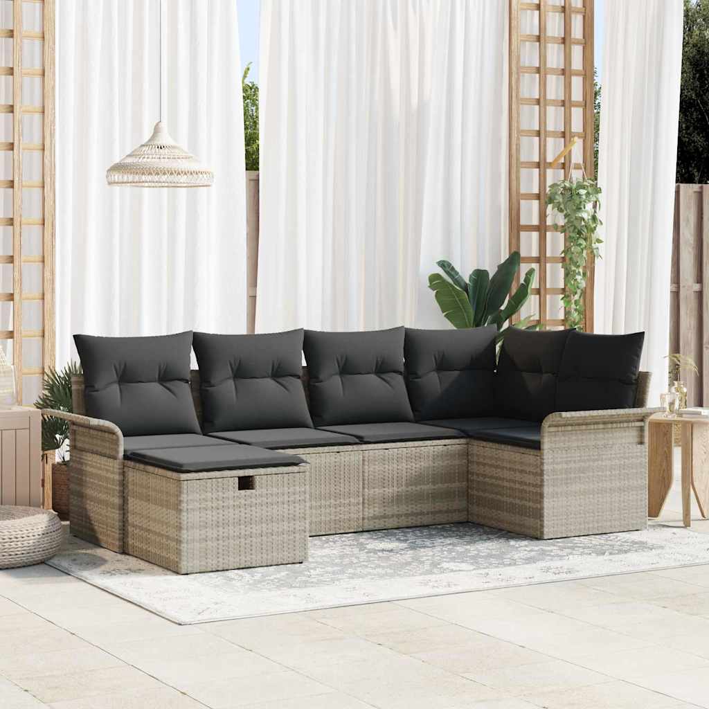 vidaXL Gartensofa-set mit Kissen 6 pcs Schwarz und Creme Poly-Rattan
