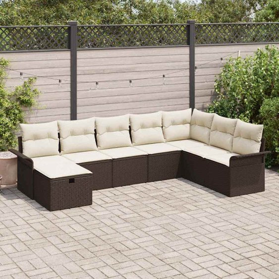 vidaXL Gartensofa-set mit Kissen 8 pcs Schwarz und Creme Poly-Rattan