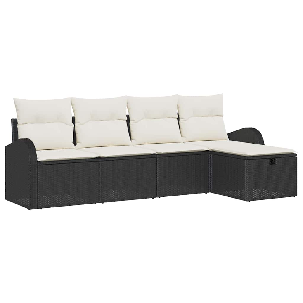 vidaXL Sofa Set mit Kissen 5 pcs Schwarz und Creme Poly-Rattan