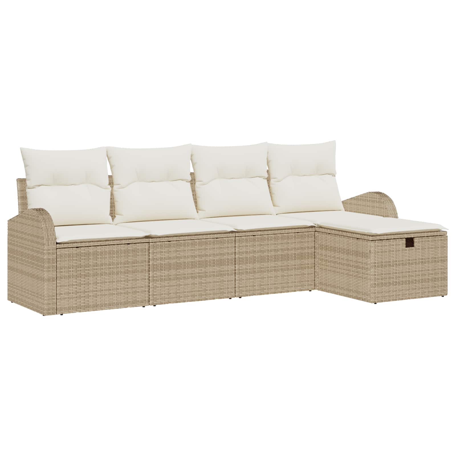 Sofa Set mit Kissen 5 pcs Schwarz und Creme Poly-Rattan