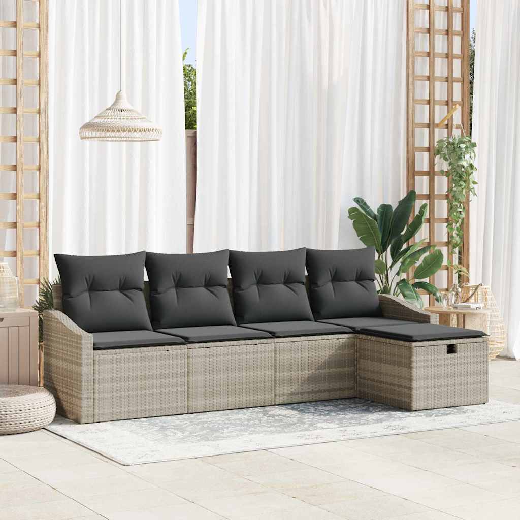 Sofa Set mit Kissen mit Speicher Schwarz Poly-Rattan