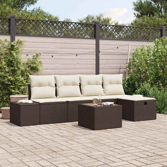 Gartensofa-set mit Kissen 5 pcs Poly-Rattan