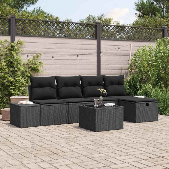 Gartensofa-set mit Kissen 5 pcs Poly-Rattan