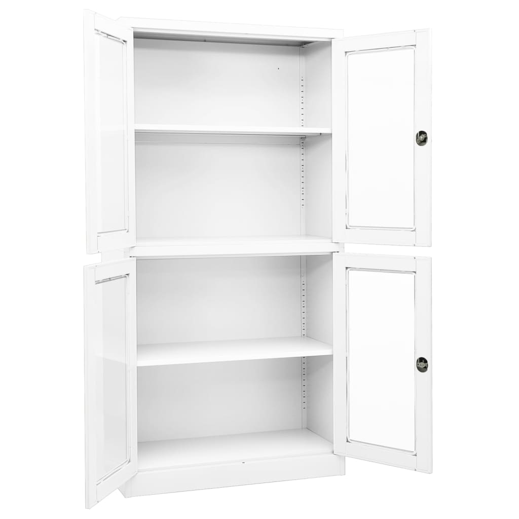 vidaXL Büroschrank Weiß 90x40x180 cm Stahl und Hartglas