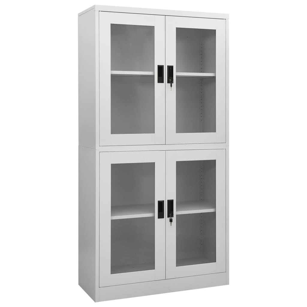 vidaXL Büroschrank Weiß 90x40x180 cm Stahl und Hartglas