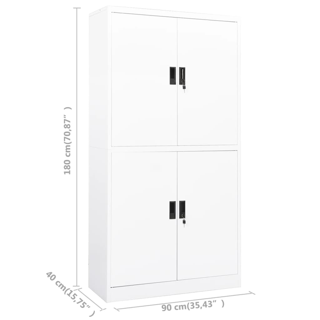 vidaXL Büroschrank Weiß 90x40x180 cm Stahl