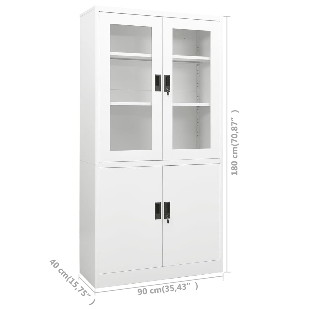 vidaXL Büroschrank Weiß 90x40x180 cm Stahl