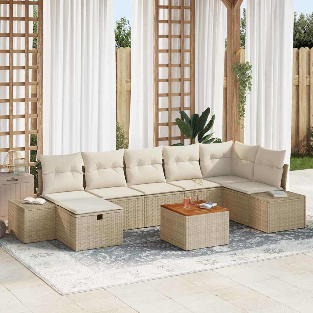 Garten-Sofa-Set mit Kissen 8 pcs Schwarz Poly Rattan