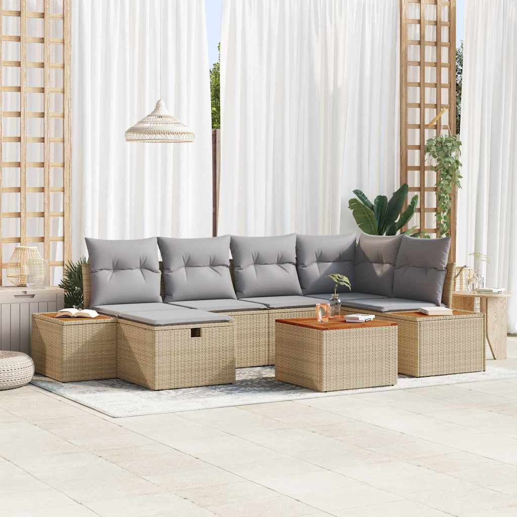 Gartensofa-set mit Kissen 6 pcs Schwarz Poly-Rattan