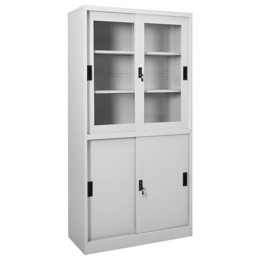 vidaXL Büroschrank mit Schiebetüren Weiß 90x40x180 cm Stahl