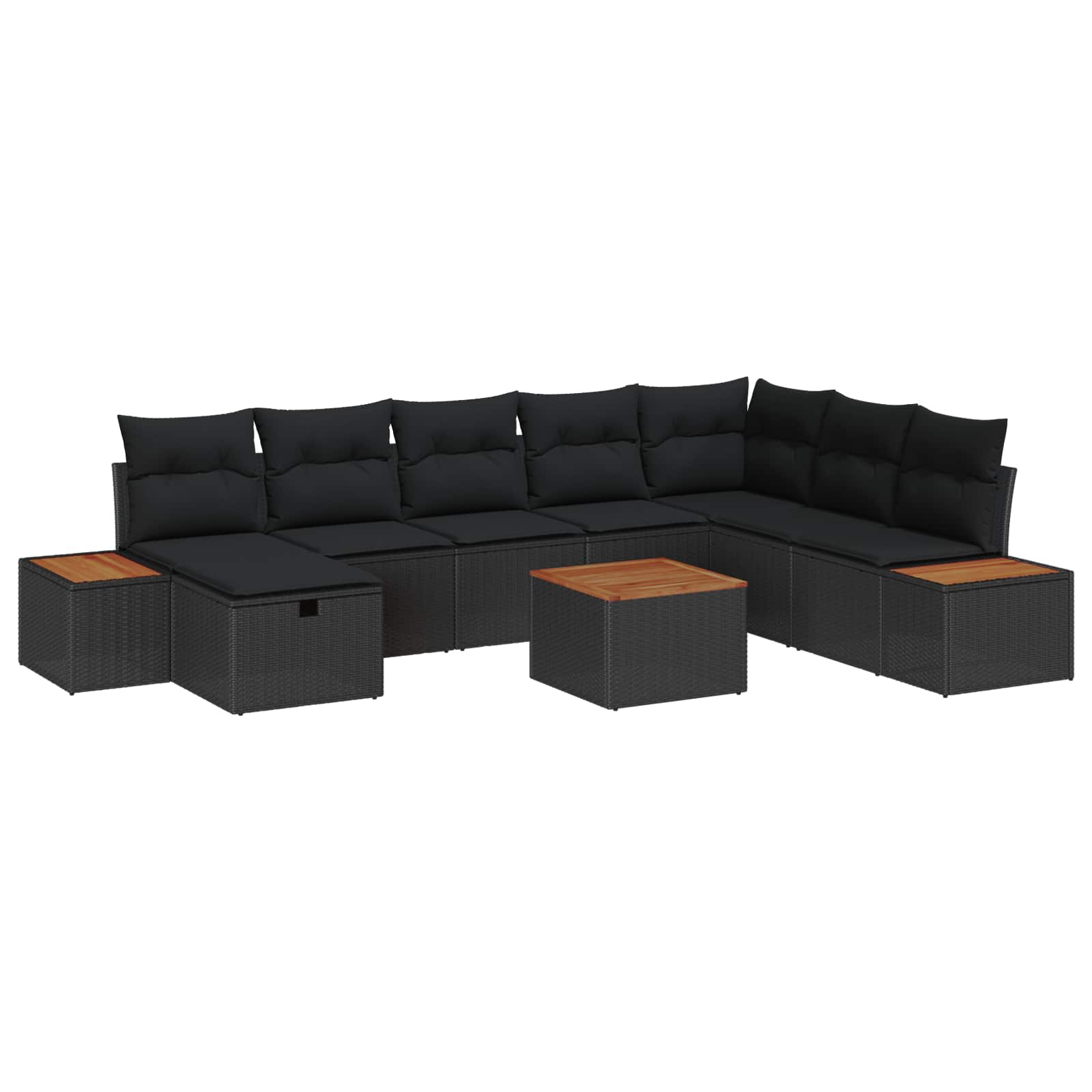 Gartensofa-set mit Kissen 8 pcs Schwarz Poly-Rattan
