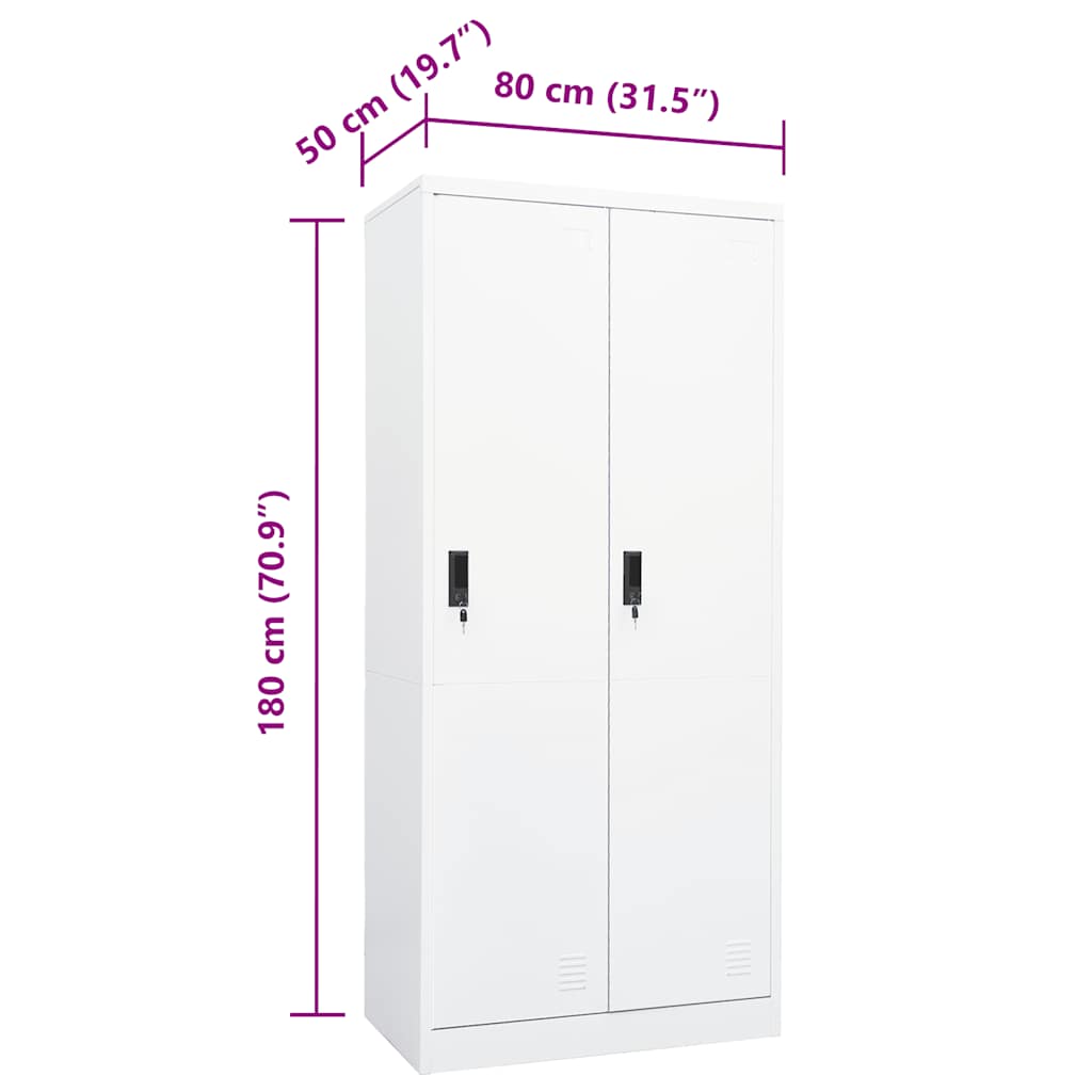 vidaXL Kleiderschrank Weiß 80x50x180 cm Stahl