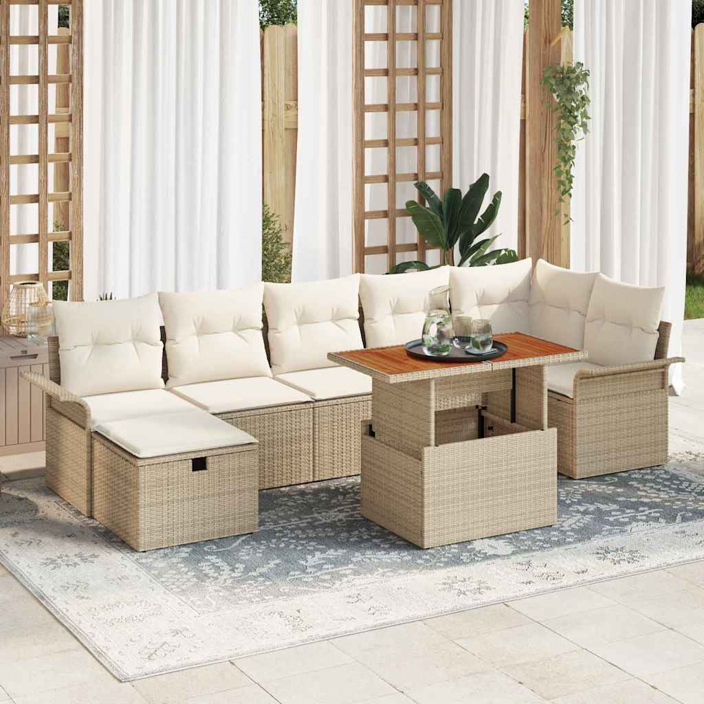 Garten-Sofa-Set mit Kissen 8 pcs Schwarz Poly Rattan