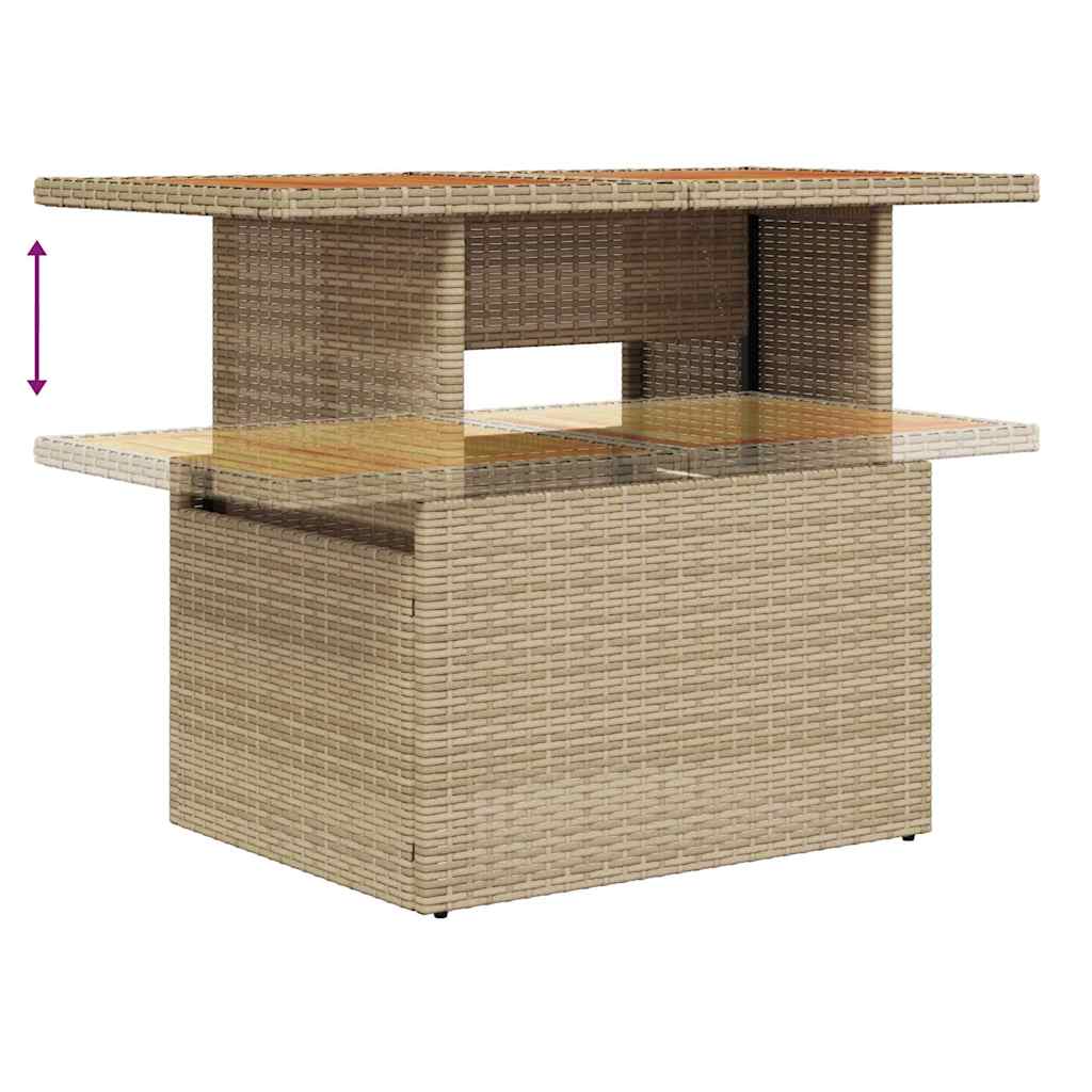Garten-Sofa-Set mit Kissen mit Speicher 7 pcs Beige Poly Rattan