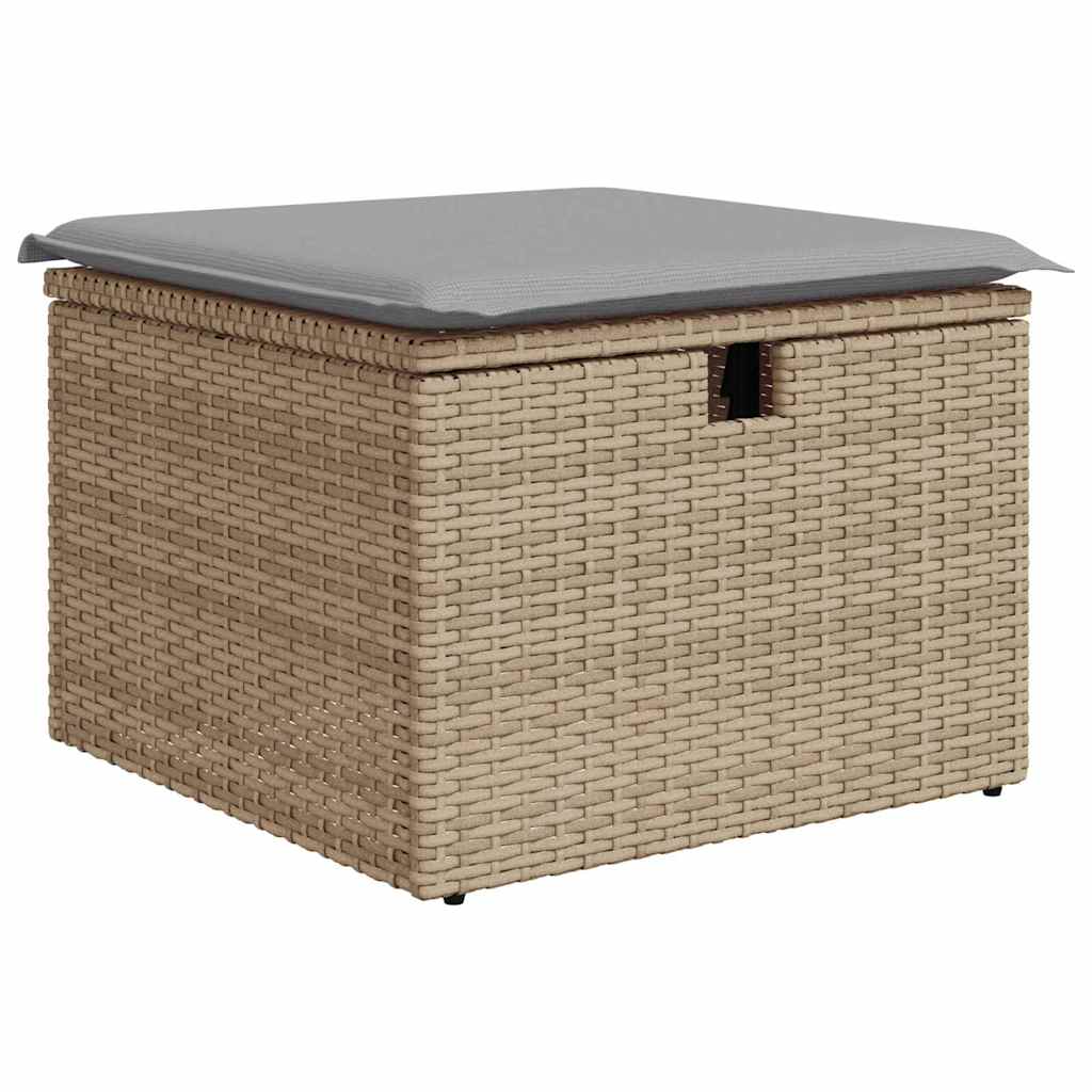 Garten-Sofa-Set mit Kissen mit Speicher 7 pcs Beige Poly Rattan